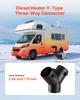 Diesel Heater Connector, 75mm Diesel Heater Duct Connector Accessories, 3-Way Y Branch Diesels Heaters Air Vent Duct with 2 90° Rotatable Valves,