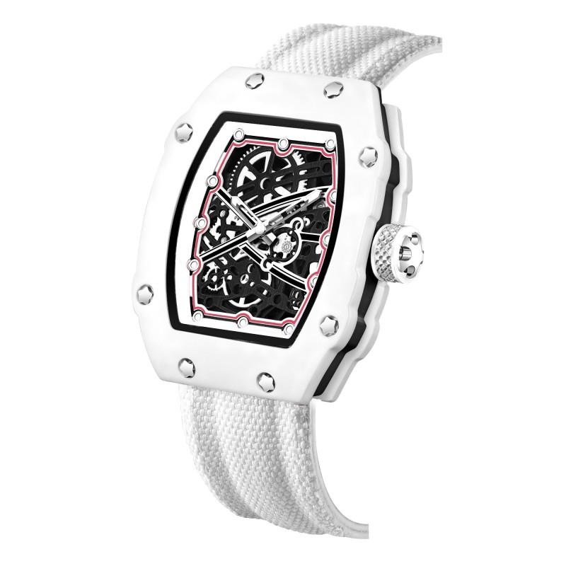 In Stock RM 6702 Slim Barrel Montre Homme Colorful Band Hollow 37.5mm Skeleton Dial Waterproof Sport Casual Quartz Wristwatch