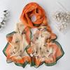 Pretty Gradient Leaves Women Foulard Elegant Chiffon Georgette Bandana Scarf Summer Beach Sun Protection 50*160cm