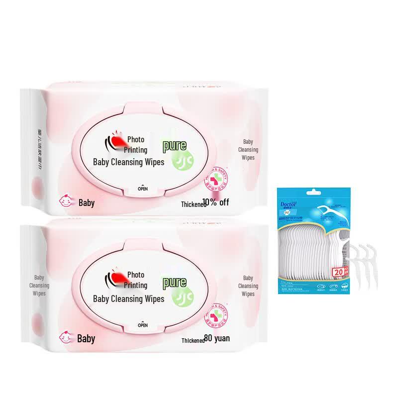 Dental Floss Sticks  Baby Wipes Bundle
