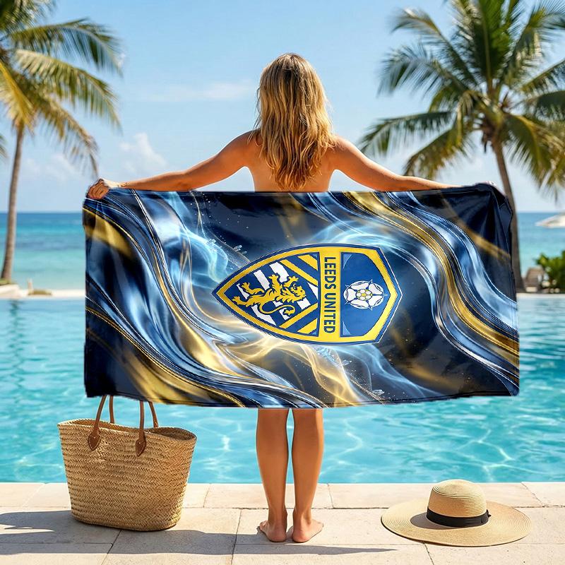 Asciugamano da Spiaggia Leeds United Football Morbido Microfibra Asciugamano Estivo Asciugatura Rapida Assorbente per Spiaggia Piscina Viaggio