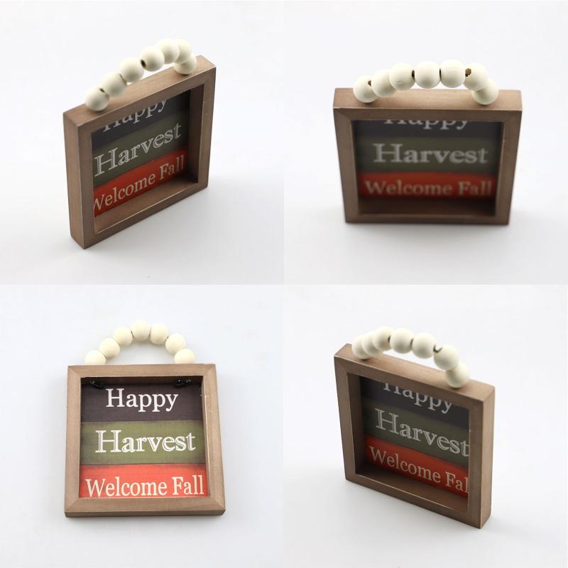 Fall Wood Front Door Hanging Sign Letter Wooden Plaque Fall Decor Autumn Plant Wood Wall Art Hanging for Farmhouse Home