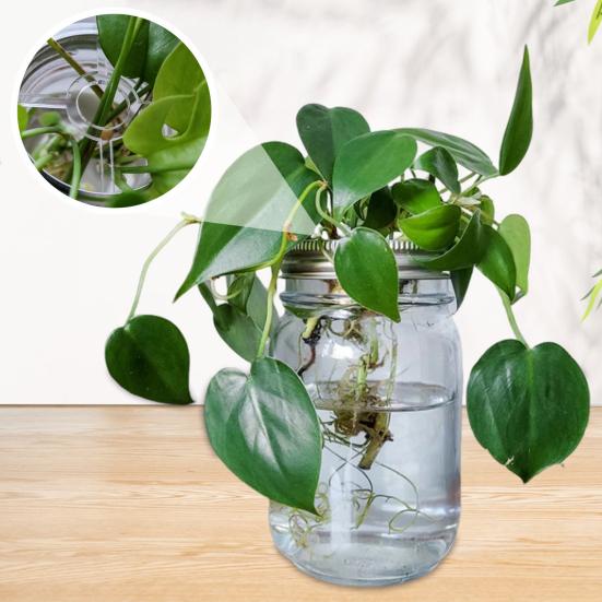 2 Pcs Mason Flower Jar Insert Lid for Wide Mouth Mason Canning Jars Plastic