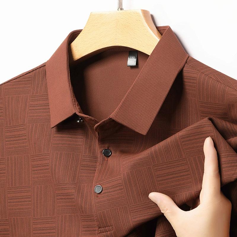 High End Summer Short Sleeved Middle-aged Casual Business Lapel Men's Popular Anti Wrinkle Breathable Fashion Polo Shirt
