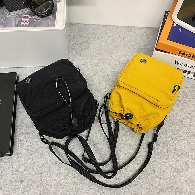 Women's Portable Sports Water Cup Bag Drawstring Nylon Crossbody Mini Mobile Phone Bag