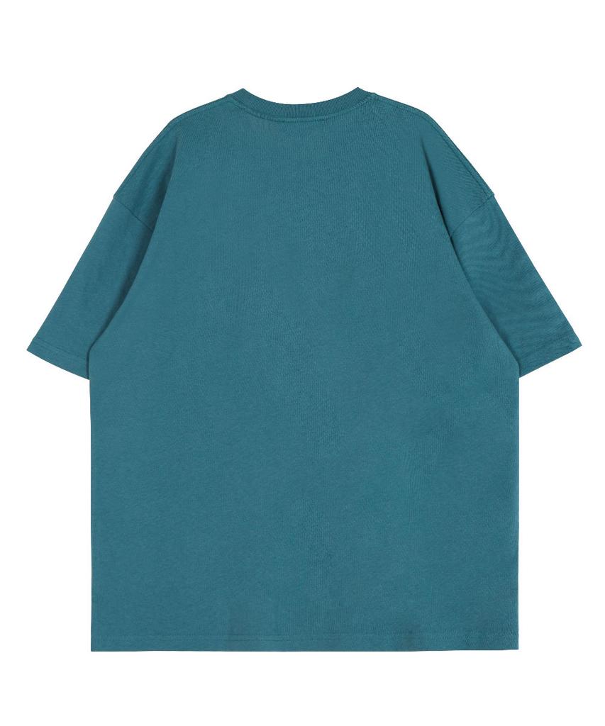 ASTRAL PROJECTION Ap Flower Round Neck 15-Count Cotton Short Sleeve T-Shirt_Blue Green
