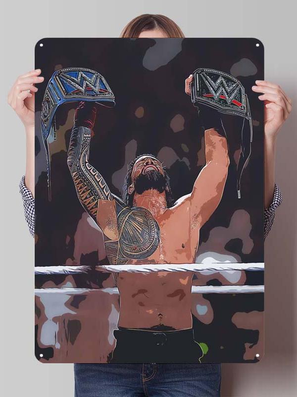 Roman Reigns Metallschilder Wrestler Poster Dekoration Schlafzimmer Anpassbare Blechschilder für Man Cave Wandkunst Dekoration Retro Zimmer