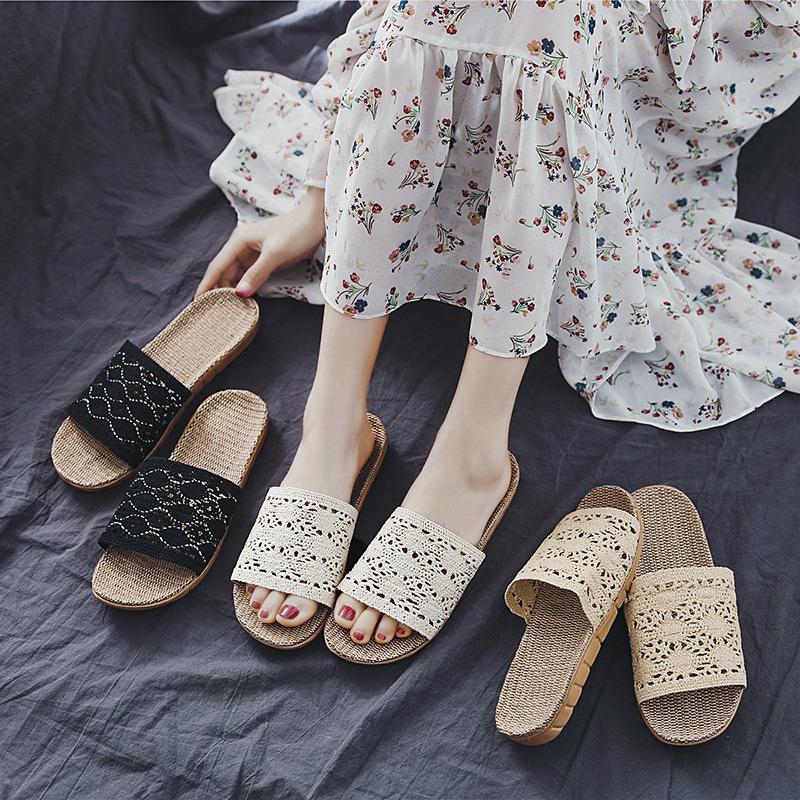 Saint Dinnu Unisex Summer Linen Indoor Slippers: Non-Slip, Thick Sole Sandals for Home.