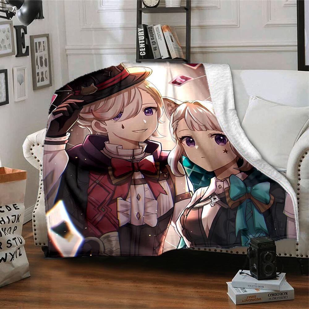 1pc Genshin Impact Lyney Lynette Blanket, Gift, for Men and Women, Soft Blanket, Good for Sofa Bed Couch Travel, Lightweight Flannel Blanket