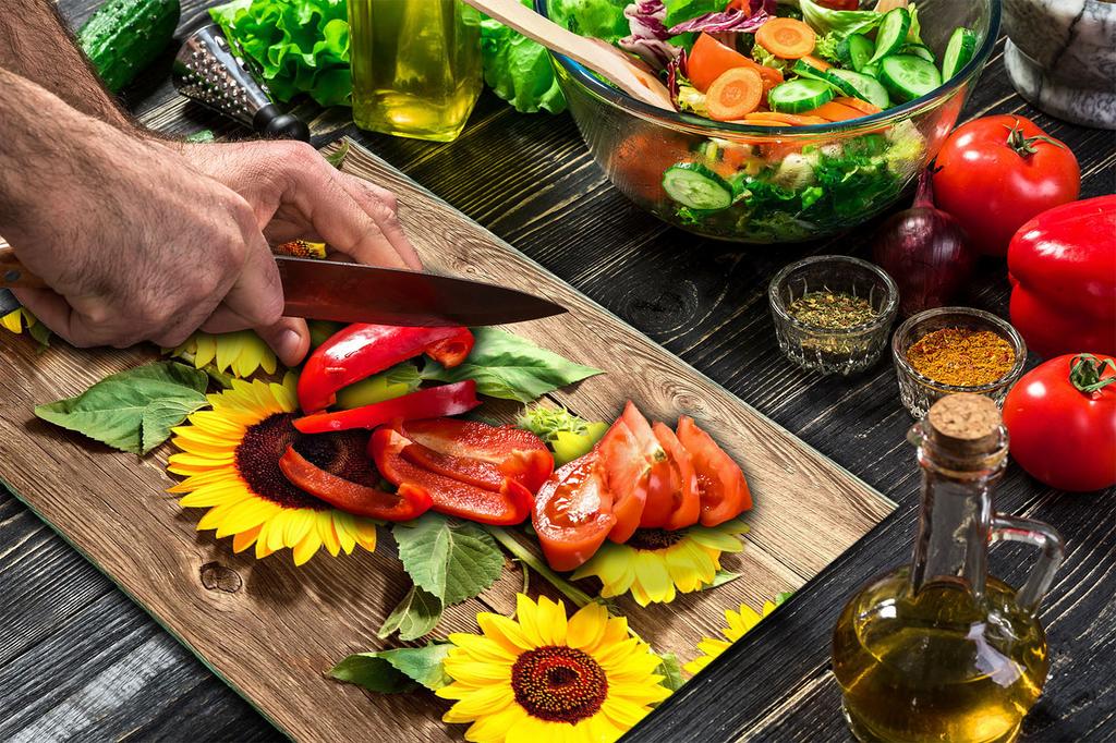 GLASS CUTTING BOARD 52x40 FLOWERS