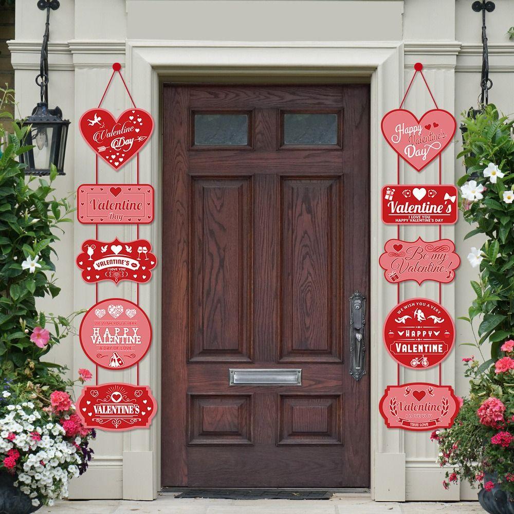 2pcs Romantic Valentines Day Decorations Confession Multipurpose Front-Porch Door Hanger Arrange Props Party Signs Banners
