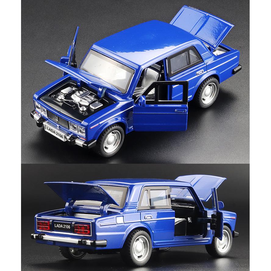 1/32 skala LADA 2106 odlany model samochodu zabawka, wycofać pojazd zabawkowy z dźwiękiem i światłem dla dzieci maluch chłopcy dziewczęta kolekcja prezentów