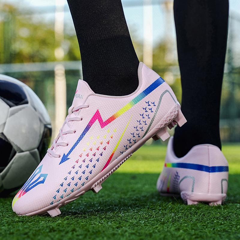Fashion Pink Soccer Shoes Men Low-cut Lace-up Football Shoes Man Futsal Shoes Comfortable Outdoor Non-slip Men's Sports Sneakers