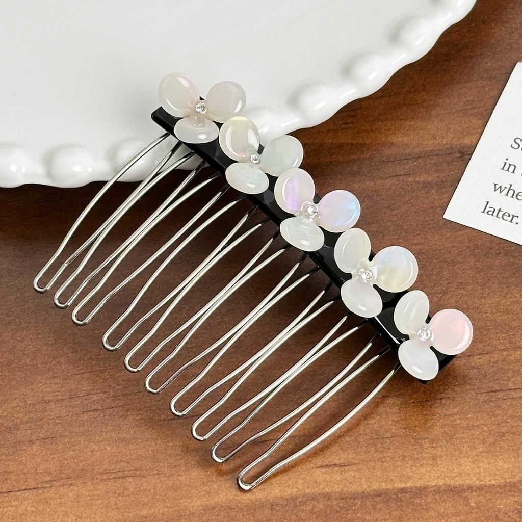 

Elegant Acetate Hairpin With Diamond Inlay For Stylish Bun Updos And Hairdos White7.3cm