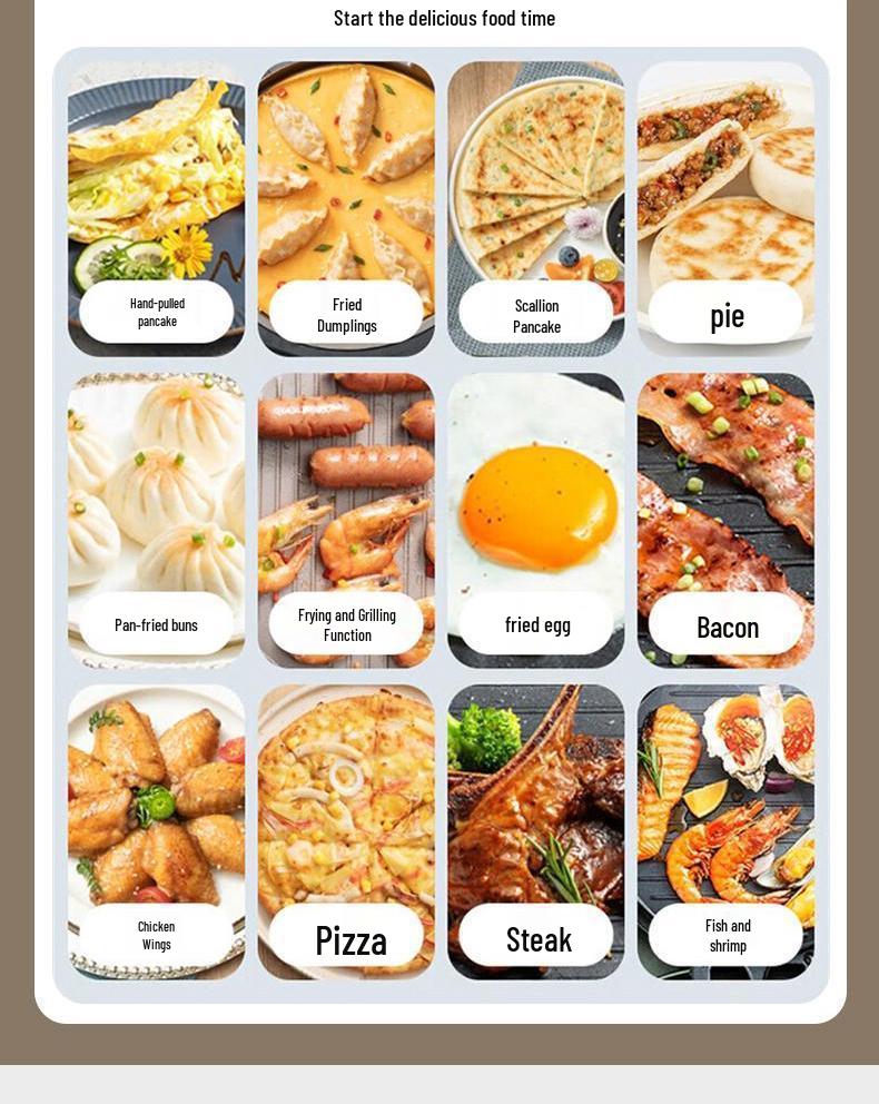 Multi-Functional Electric Griddle with Timer, Non-Stick Pancake Pan, Large Capacity, Double-Sided Heating