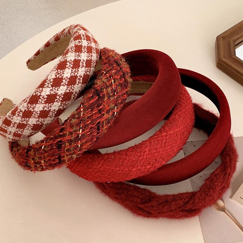 Christmas Theme Red Headband for Women Girl Non-Slip Festival Headband Makeup Hairhoop Soft Sponge Hairband Accessories