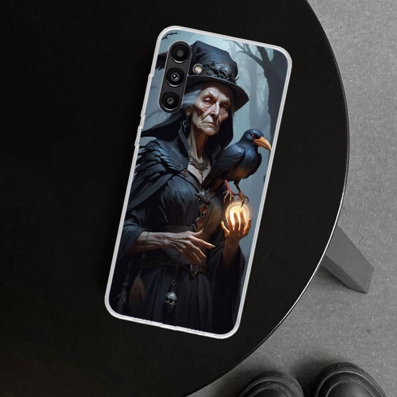 Halloween Moon Witch Horror Phone Case Cover for Samsung Galaxy A17 A16 A26 A36 A56 A57 A37 A15 A25 A35 A55 A14 A24 A34 A54 A13