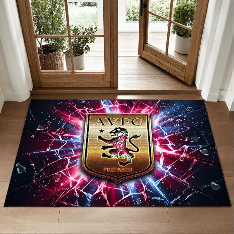 Aston Villa Football Design Crystal Velvet Rug Soft Decorative Mat for Bedroom Entrance
