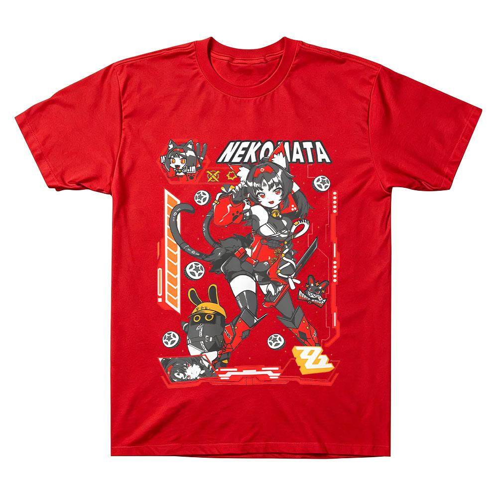 Nekomata Zzz T Shirts Zenless Zone Zero T-shirts Unisex Ultra Cotton Tee Fashion Women Men O-neck Loose Short Sleeve Clothes XS красный