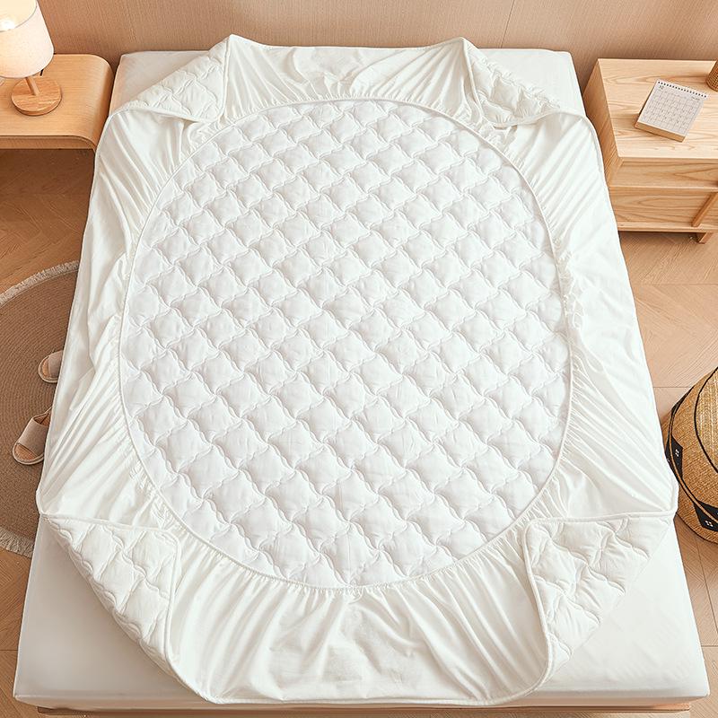 Pure Color Quilted Cotton Yarn-Dyed Bed Sheet & Bedspread Set