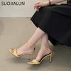 Fashion SUOJIALUN Summer Brand Women Sandal Shoes Fashion Pointed Toe Ankle Strap Ladies Elegant Gladiator Shoes Thin High Heel Pumps
