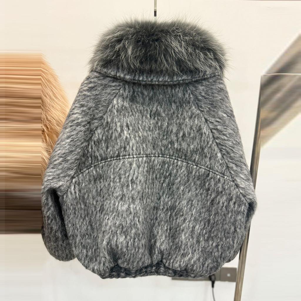 Winter New Luxury Fur Fox Big Fur Collar Wool Nylon White Goose Down Jacket Women's Short Thermal Jacket