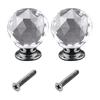 2Pcs 30mm Ball Shaped Crystal Glass Zinc Alloy Base Pull Handle Knob for Cabinet