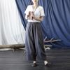Xi Mo Women's Distressed Washed Cotton Linen Wide-Leg Casual Summer Pants