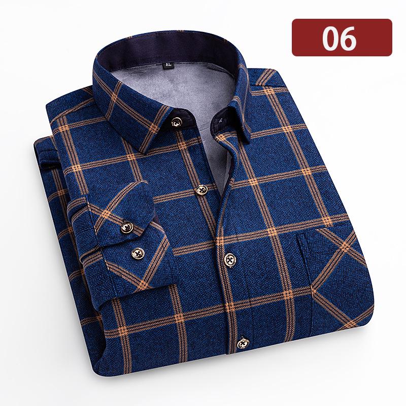 Camicia a quadri con pile double-face a maniche lunghe da uomo per autunno e inverno