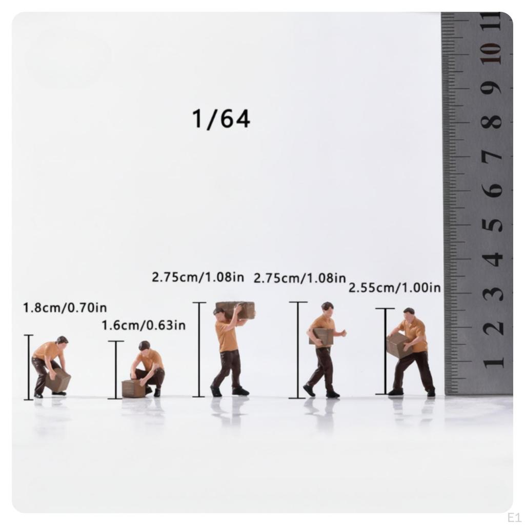 5 Pieces 1/64 Miniature Courier Figurines Delivery Figures with Boxes Painted