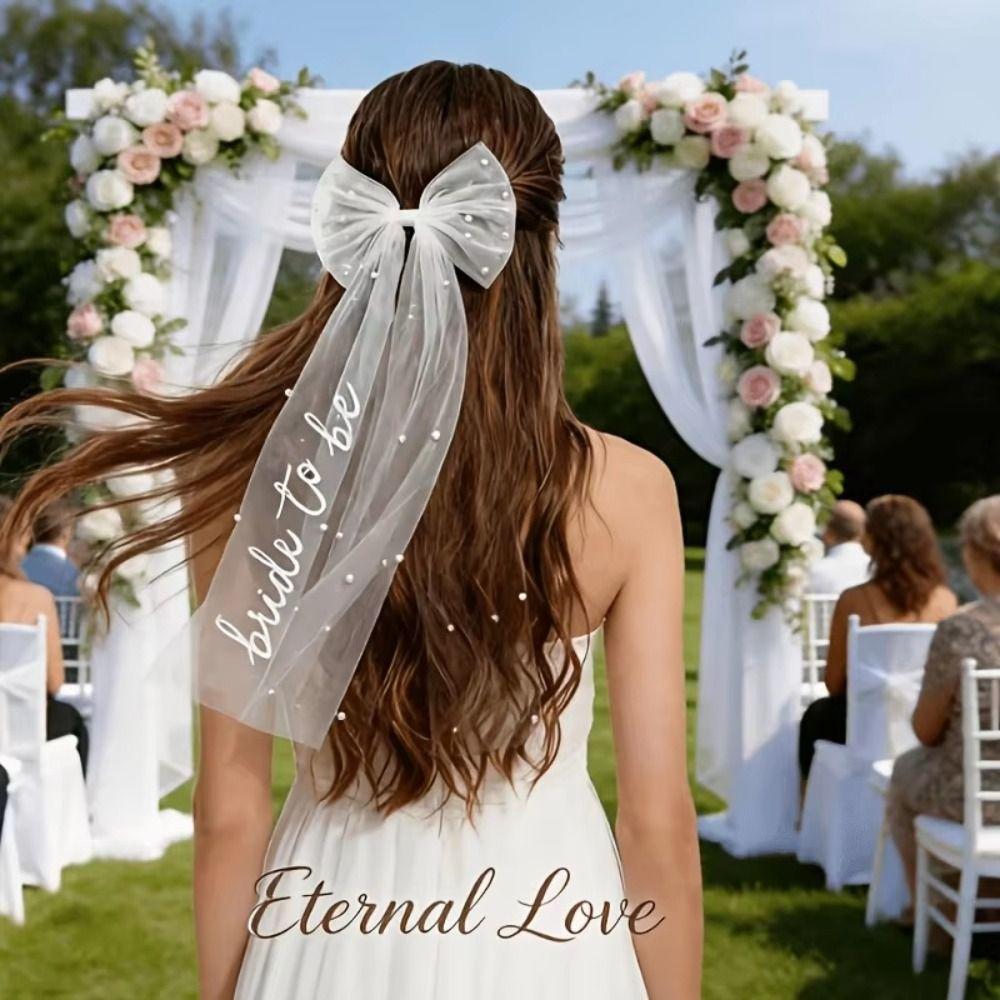 Elegant Bridal Veil Simple Wedding Headdress Clothes Match Bride Bow Hair Veil Bridal Events