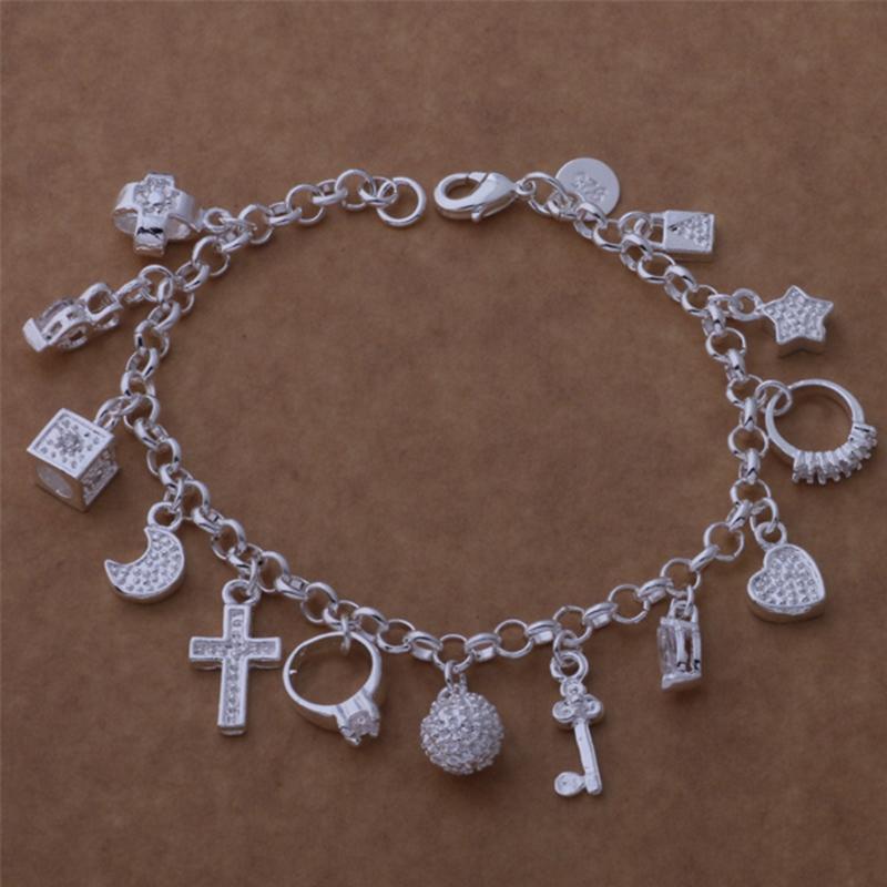 925 Sterling Silver Bracelet little pendants High Quality Chain For Woman Fashion Engagement Party Wedding Jewelry GiftGood product