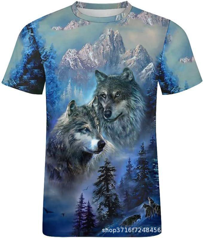 Men's 3D Printed T-Shirt Animal Leopard Wolf Tiger Pattern Print Short Sleeve O-Neck Pullover Casual Top