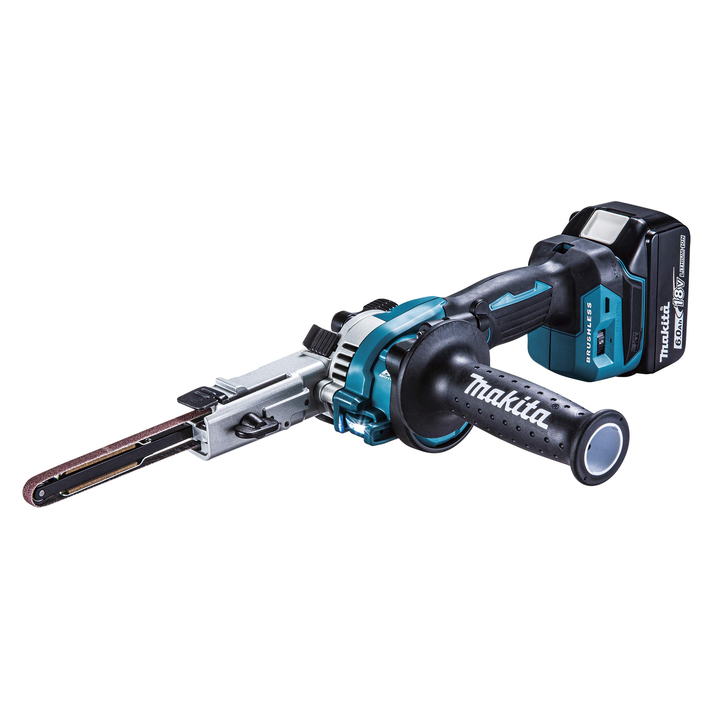 

Makita 9mm rechargeable belt sander 18V6Ah with and case BS180DRG battery, charger,