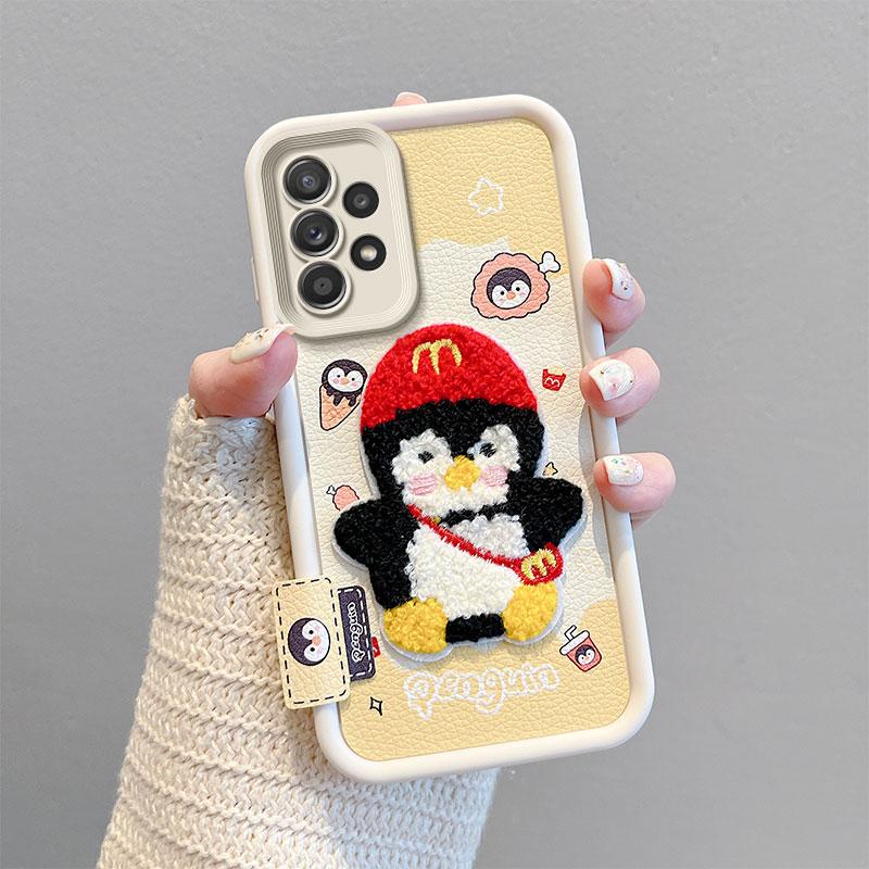 KEYSION Cartoon Cute Plush Embroidery Case for Samsung A53 5G A33 A23 with Lanyard Shockproof Phone Cover for Galaxy A13 4G