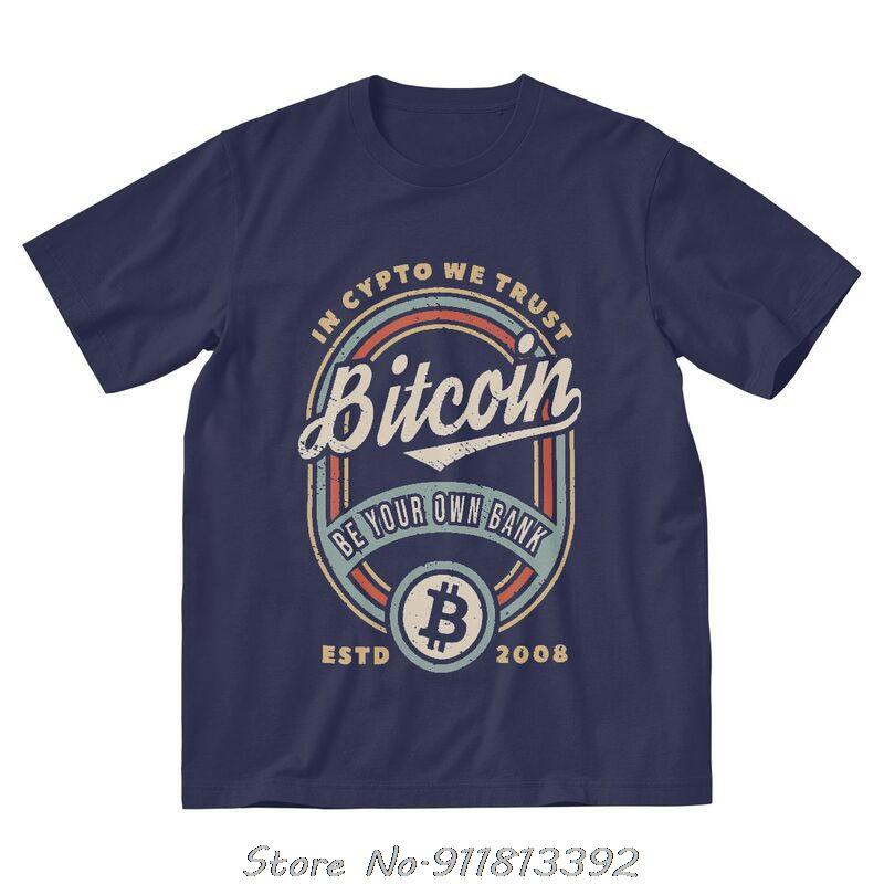 Vintage Bitcoin W Crypto We Trust Koszulka Męska Moda Koszulka Zabawna Hip Hop Streetwear Odzież Męska Oversize Koszulka