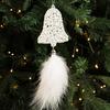 Christmas Tree Pendants White Feather Snowflake Angel Bell Hanging Ornament New Year Party Window Wall Christmas Decoration