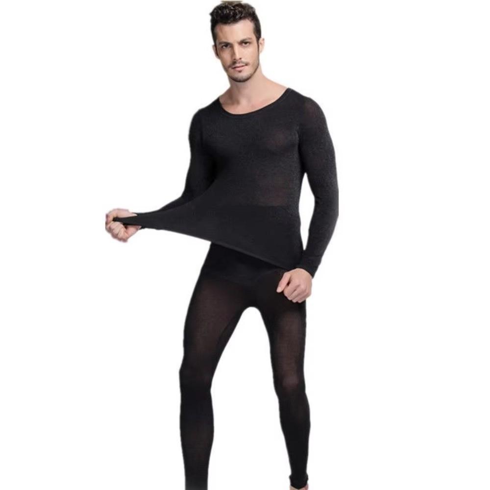 2Pcs Long Sleeve Intimate Pajamas Ultra-Thin Women Base Layer Warm Top & Bottom Set  Winter