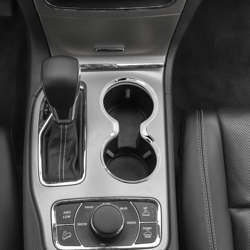 Jimen Compatible with Jeep Grand Cherokee 2011-, Front Cup Holder Cover Trim (Chrome)