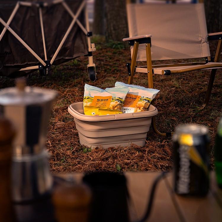 1pc Collapsible Sink & Picnic Basket - Durable PVC, Ideal for Camping, Hiking, Dishwashing & Family Gatherings, Multifunctional