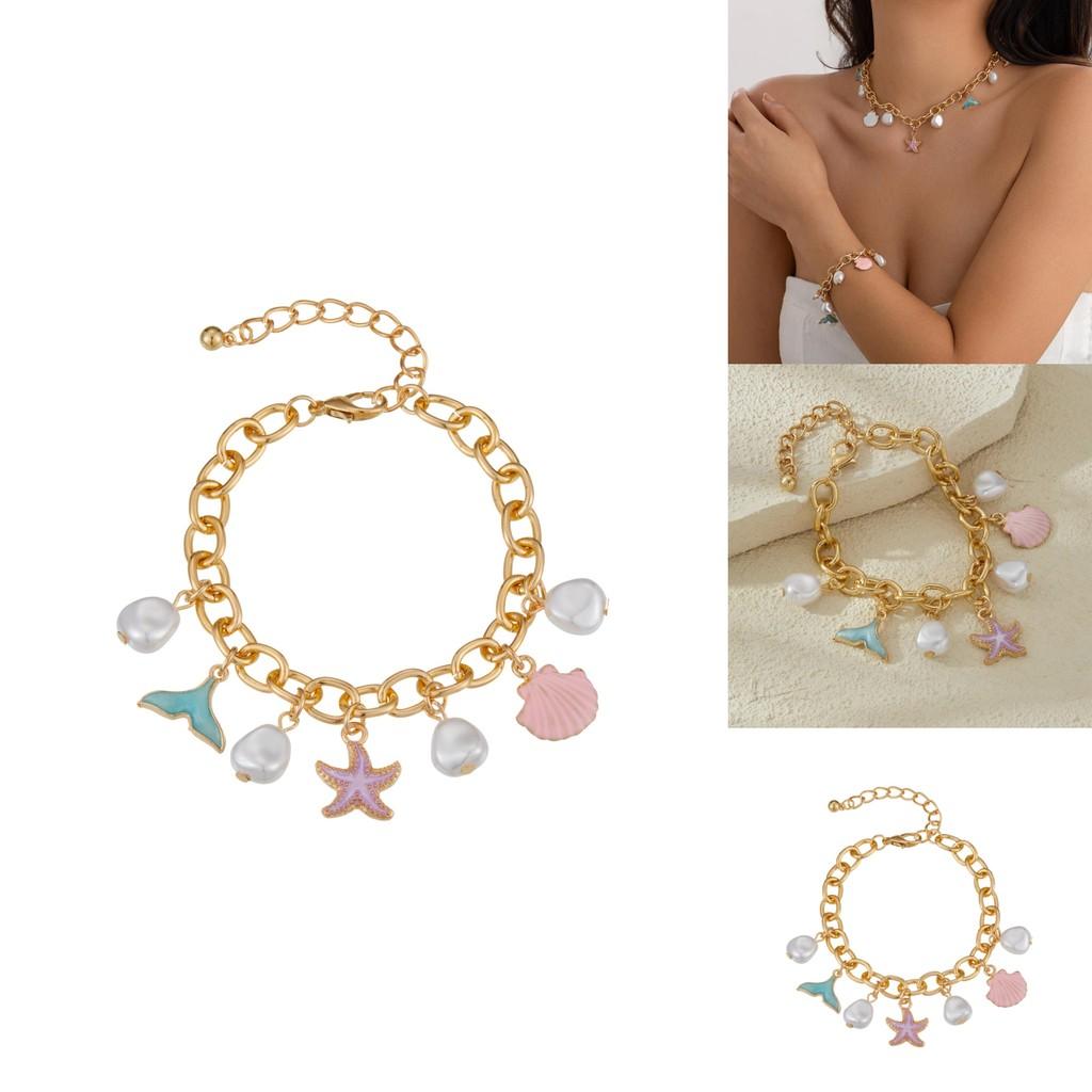 Unique Layered Ocean Inspired Pendant Necklace With Elegant Shell And Starfish Charms