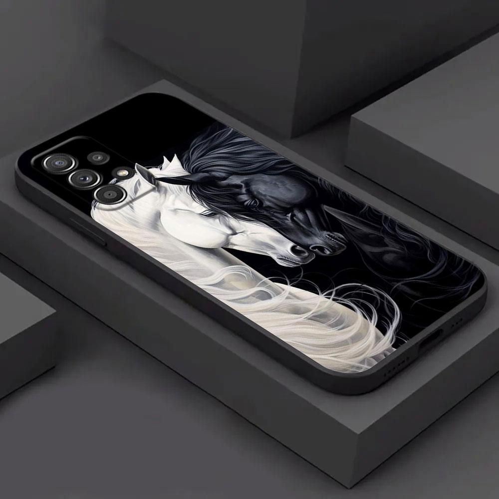 

Black White Horses Girl Galloping For Samsung Galaxy A56 Case A54 A52 A53 A36 A34 A35 A33 A32 A50 A72 A73 A26 A25 A16 Case Cover Samsung A15