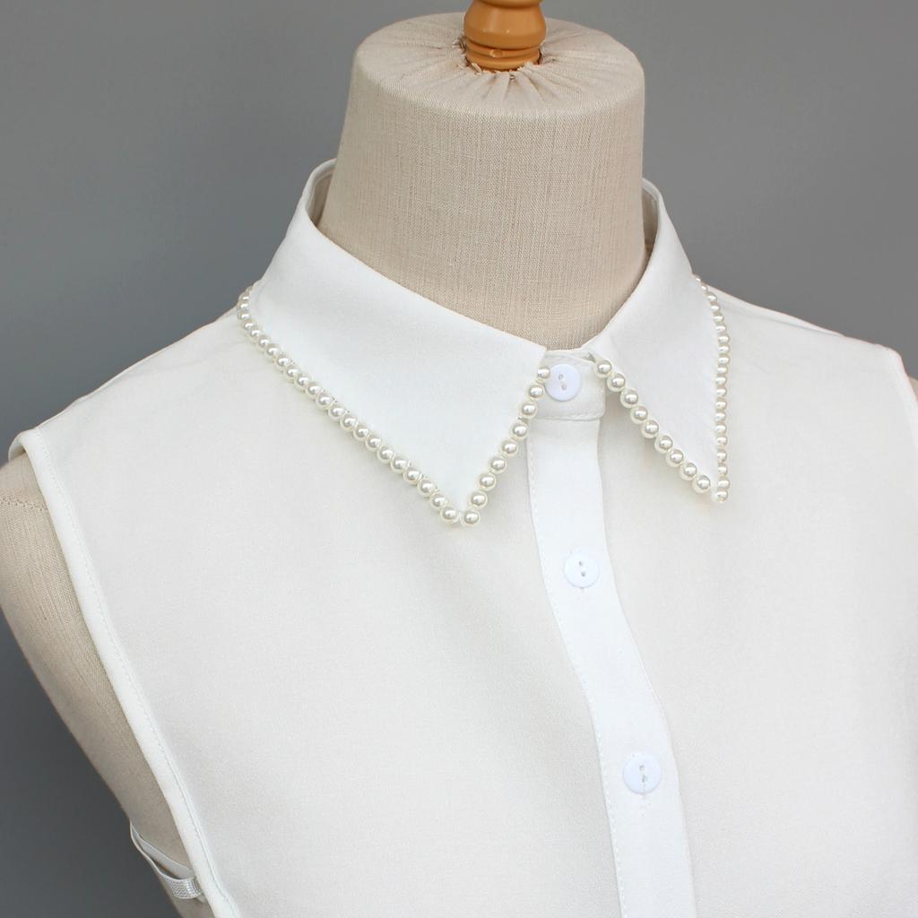 Exquisite fake collars with hand-sewn pearl embellishments. These decorative collars are unique, versatile, and detachable. The