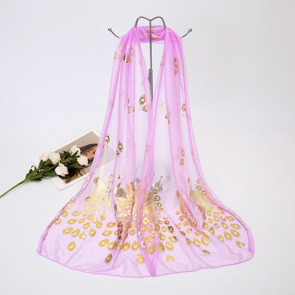 New printed phoenix rose silk scarf women's versatile long beauty yarn scarf beach yarn gift