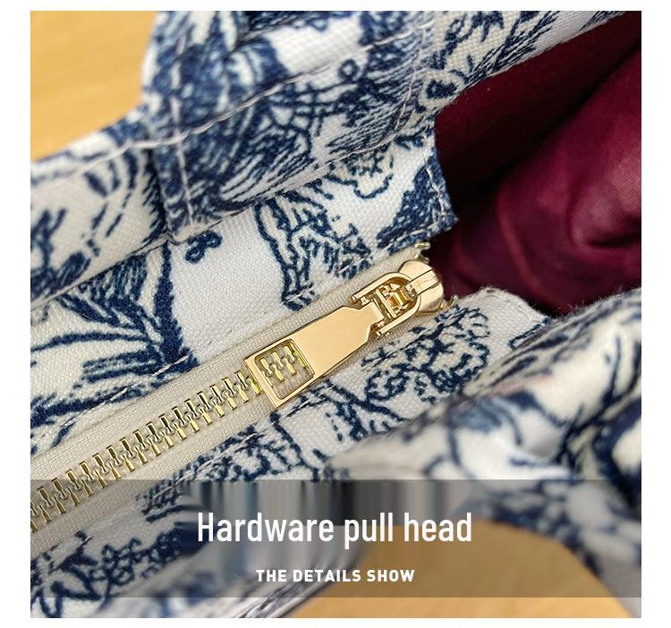 Toamnă/Iarnă 2025 Geantă Tote Canvas Damă de Mare Capacitate cu Broderie Jacquard Chinezesc