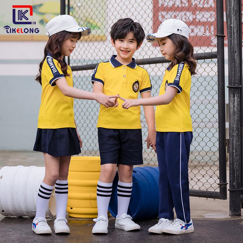 2025 Kids' Summer School Uniform: Short-Sleeve T-Shirt Sportswear for Kindergarten, Primary, and Secondary Students