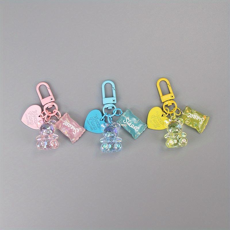 Cartoon Heart Bear Animal Candy Keychain Key Ring For Friend Lovers Cute Creative Bag Car Earphone Box Key Accessories