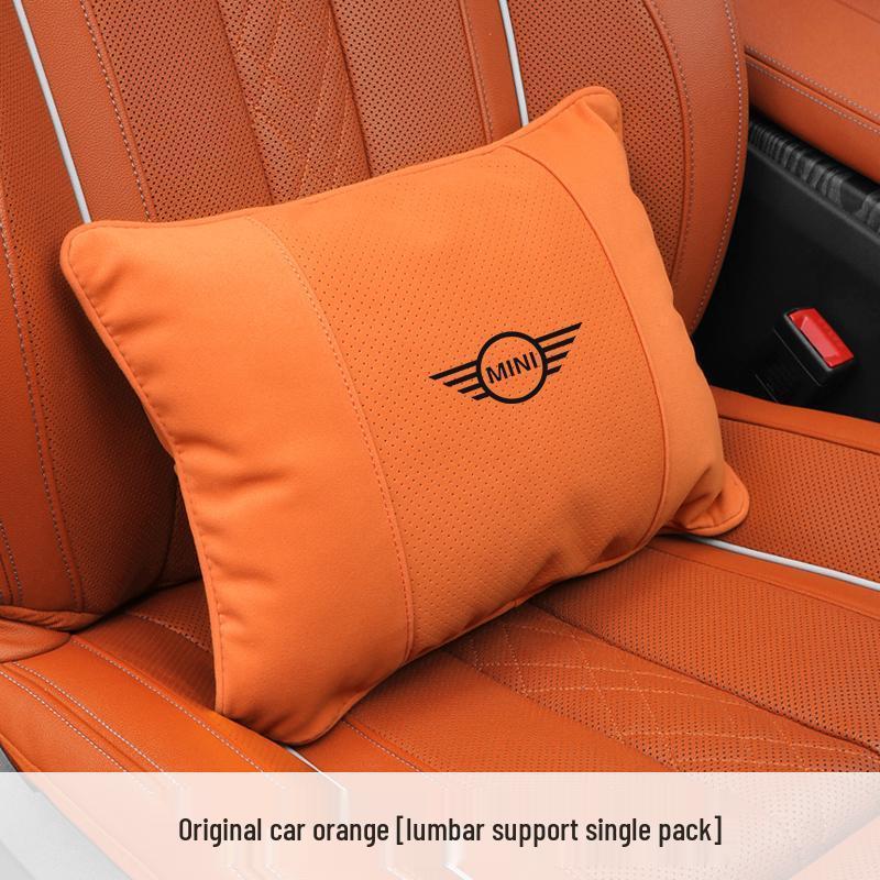 

BMW Mini Car Headrest and Lumbar Support: Suede Pillow for Neck and Back Protection Standard