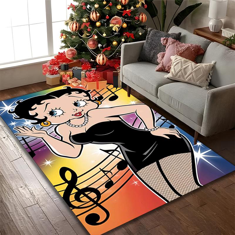 1pc Office Printed Area Carpet, Betty Boop Rug, Home Sofa Chair Mat For Christmas and Halloween Décor