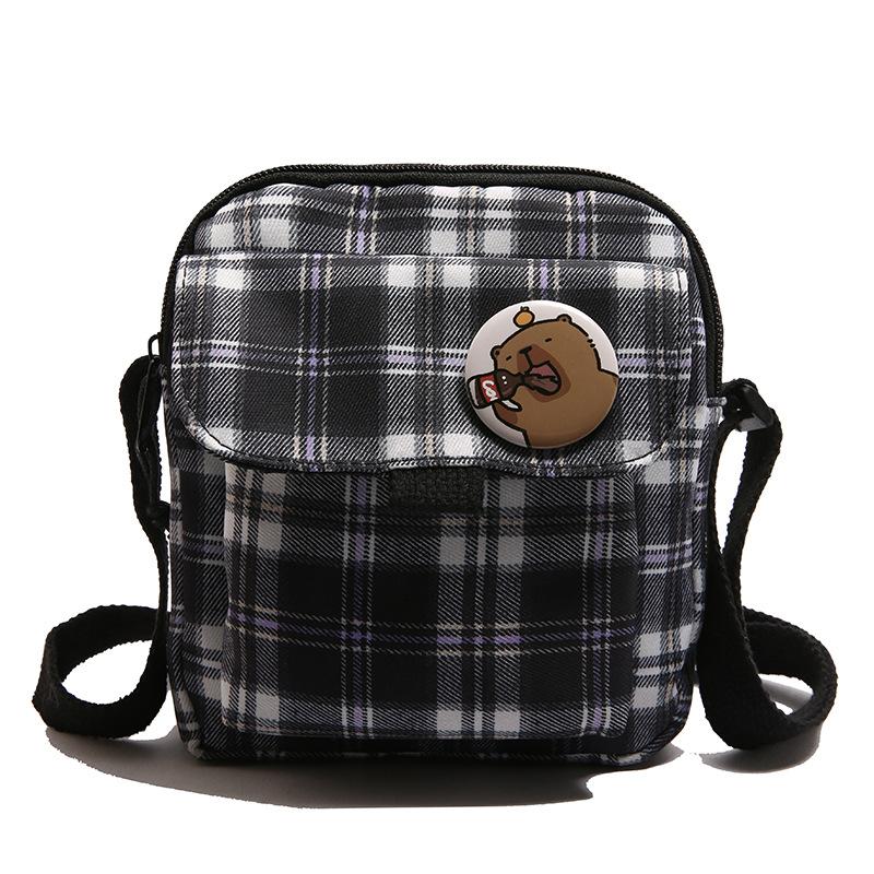 Retro plaid small schoolbag female ins Mori 2 junior high school students Korean version college student casual shoulder messenger bag